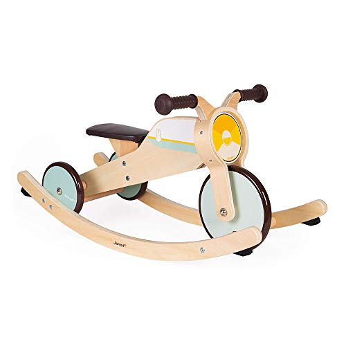 Janod - Tricycle à Bascule en Bois- Tricycle Bébé Évolutif